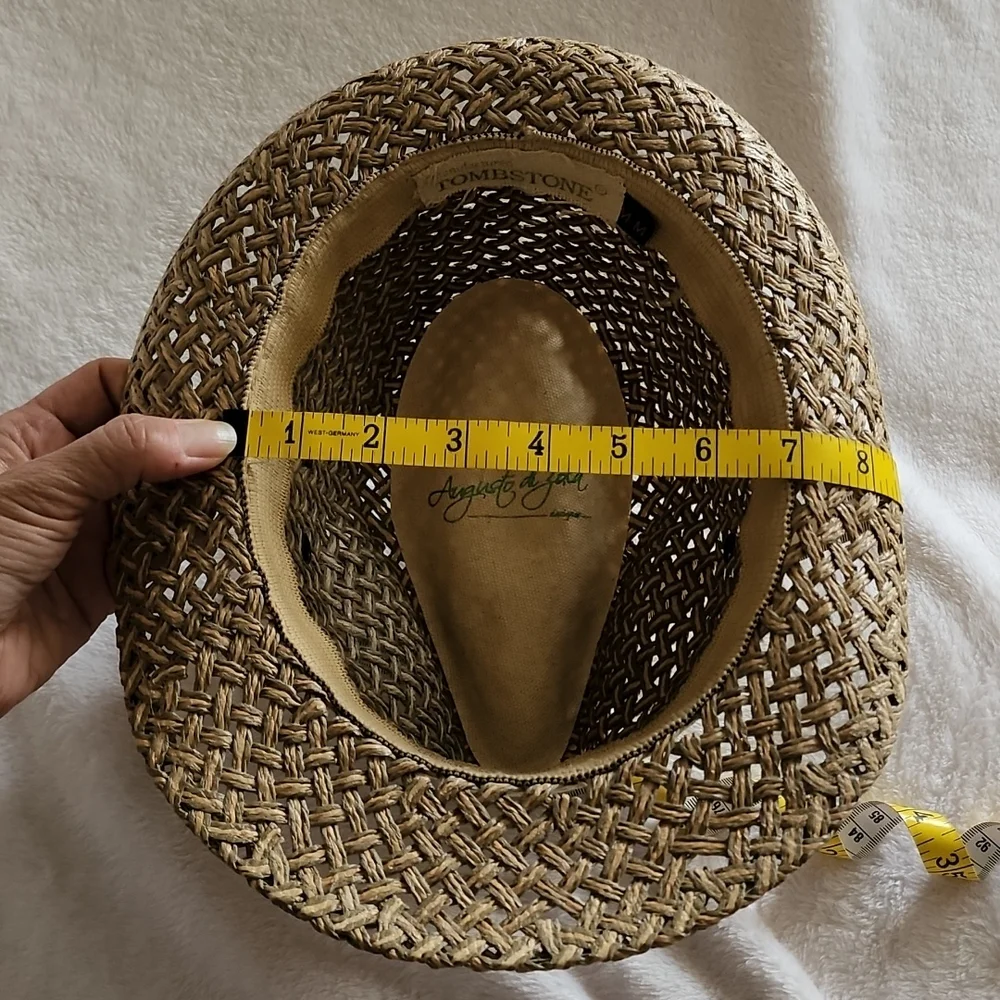 AUGUSTO DI ZOLA- Straw Hat/Fedora,Tan-EUC! - Picture 4 of 15